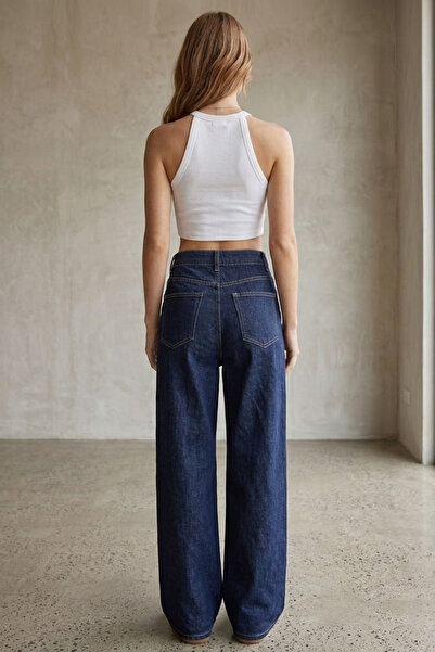 Swana Kadın Retro Jean Pantolon- Koyu Lacivert