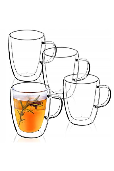 KADAX Thermal Glasses for Coffee, Tea, Latte, 350ml Double-Walled Mugs, 4 pcs
