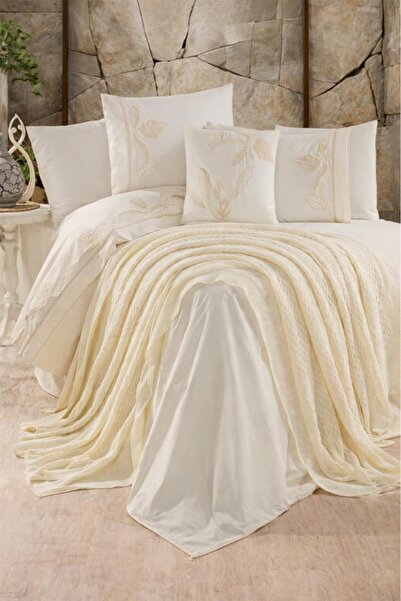 Çeyiz Diyarı Σετ Παπλωματοθήκη Cadis 100% Βαμβακερό με Διπλή Κουβέρτα και Κρέμα