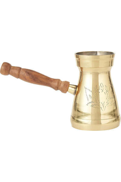 RAJ Turkish Coffee Pot with wooden handle Elegant Gold - BTC 007