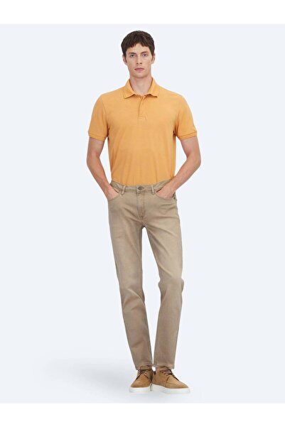 Kip Camel Hair Slim Fit Denim Cotton Blended Trousers