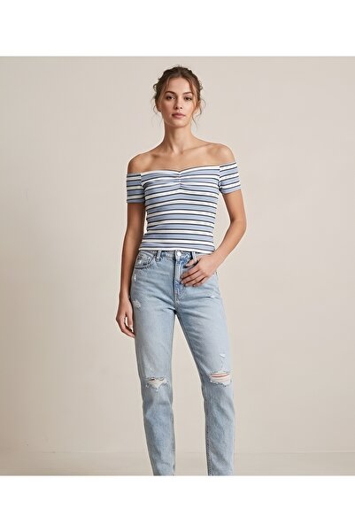 BLOUSE Düşük Omuz Büzgü Bluz