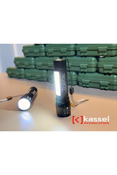 KASSEL AYDINLATMA cata Flaşörlü Şarjlı Polis El Feneri 3 Fonksiyonlu kamp Ct-...