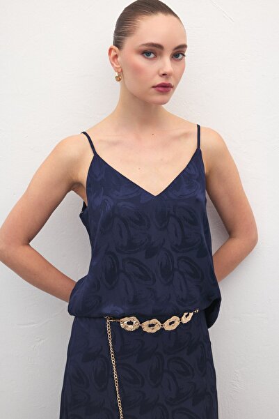 Sateen Lior Strappy Blouse - Navy Blue