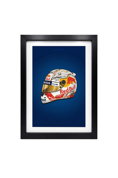KAYNOCK Max Verstappen Kask, Formula 1, F1, Poster Tablo Siyah Çerçeve