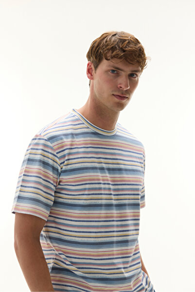 Mudo LOOSE FIT ÇİZGİLİ BİSİKLET YAKA T-SHIRT