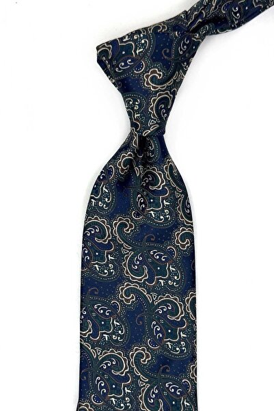 Kravatkolik Mornarsko plava - zeleni šal sa klasičnim uzorkom i maramicom KK1...