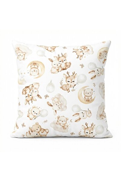 PRICHINDEL Bambi and Friends Pillow, Cotton, White, 40x40cm