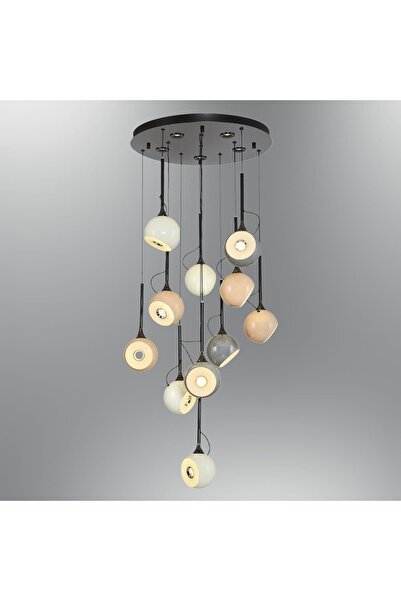moontime alaçatı Şık Yuvarlak Sarkıt Aydınlatma Seti 11'li, Modern Tasarım
