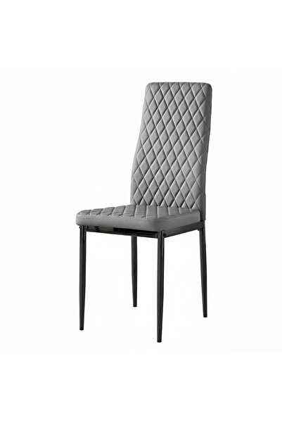 CHOIWIN كرسي طعام، كرسي مكتب، كرسي مرتفع الظهر مُنجّد جلد صناعي رمادي اللون م...