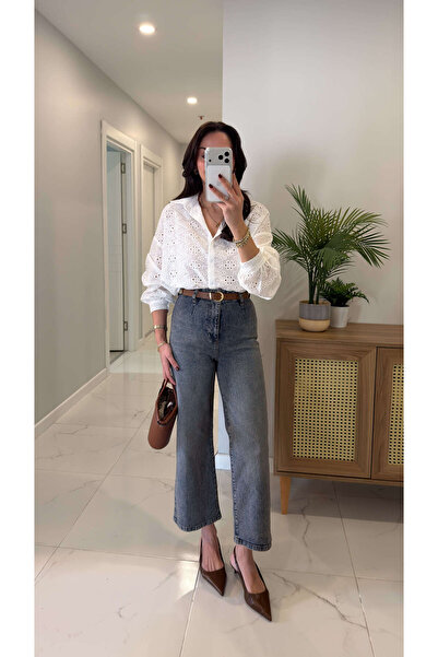 BİRCANÇİL Dotre tamnoplave farmerke Extra Visok struk Kaiš paket