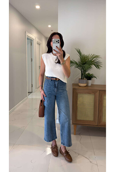 BİRCANÇİL Dotre Blue Tint Extra Visok struk Kaiš paket farmerki