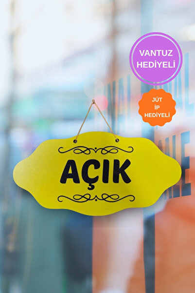 ERDİZDEN Dekoratif AÇIK-KAPALI Tabelası - Sarı