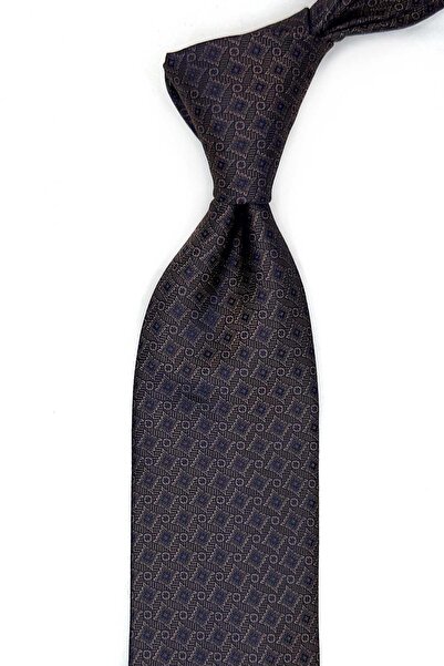 Kravatkolik Klasična kravata sa smeđim motivima i maramicom KK13471