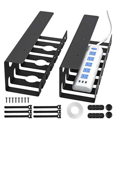 Arabest 2 Pack Metal Cable Management Under Desk U-Channel - Home & Office Un...