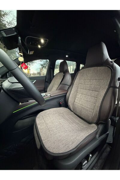 TEKNOCLUB Anti-Sweat Linen Printed Cream Car Seat Cover Min Leather (7 Pieces...