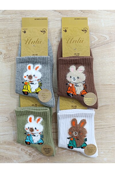 ÜNLÜ ÇORAP Women's Cotton College Socks 4 Pairs