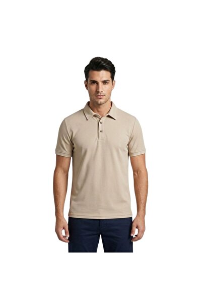trender Buttoned Polo Collar Men's T-Shirt Otoban Taş