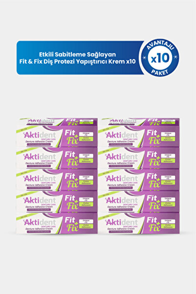 Aktident Fit & Fix Diş Protezi Yapıştırıcı Krem x10