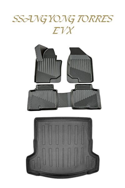 Black Gold Ssangyong Torres EVX Elektrikli 3D TPE Havuzlu Oto Paspas ve Bagaj...