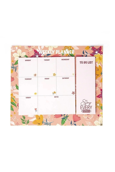 yordama دفتر ملاحظات أسبوعي بتصميم زهور مقاس 25x21 سم |   2 قلم مفاجأة مع هدية