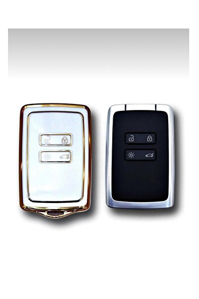 ÖZEN KEYS Lux 1. Quality Megane 4 Remote Control Case White Gold Auto Key Case