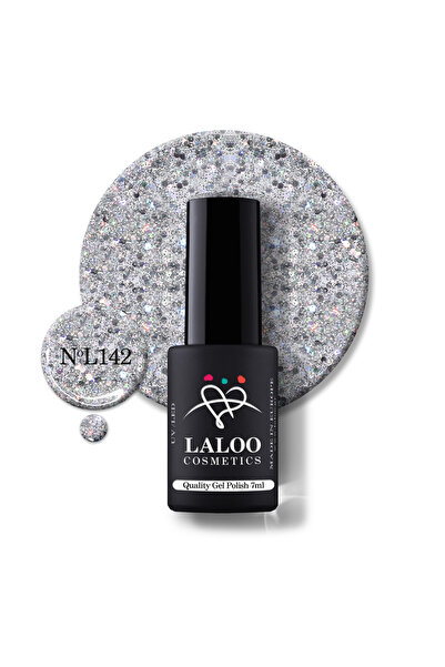 Laloo Cosmetics Semi-permanent nail polish 142 Silver Holo Sequin Glitter Lal...