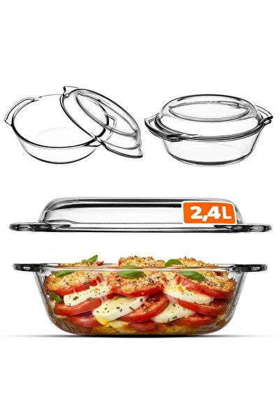 KADAX Vas mic termorezistent cu capac, 2,4 l, rotund, din sticlă