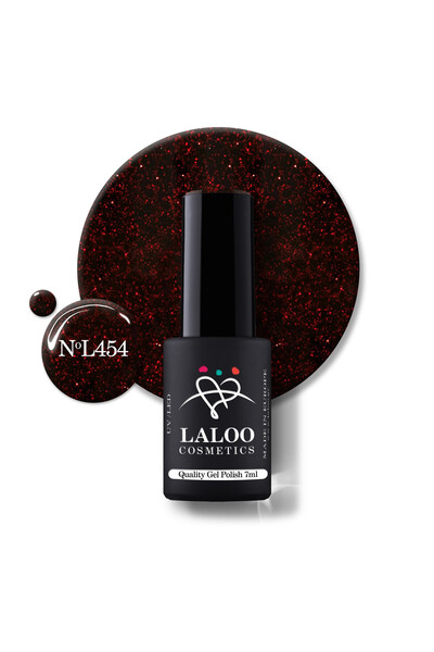Laloo Cosmetics 454 Dark Red Glitter | Laloo gel polish 7ml