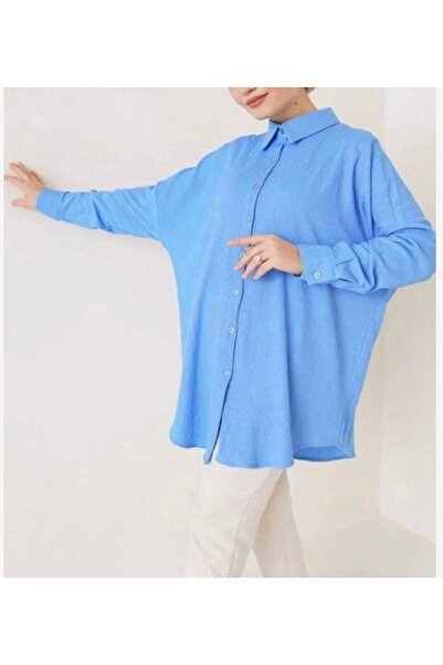 modasindoma Women's Oversize Shirt Blue