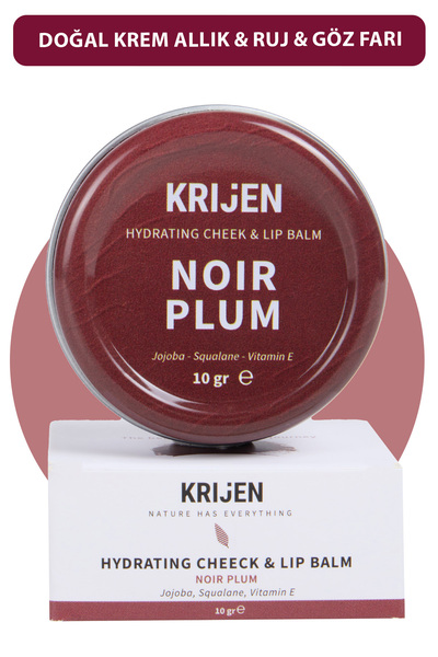 Krijen Noir Plum Mürdüm Renkli Dudak & Yanak Balmı | Bitkisel Krem Allık&ruj&far