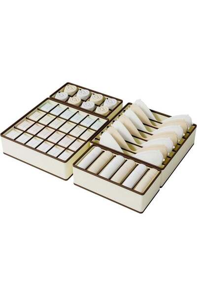 Arabest Beige Collapsible Cabinet Underwear Storage Boxes for Storing Socks, ...