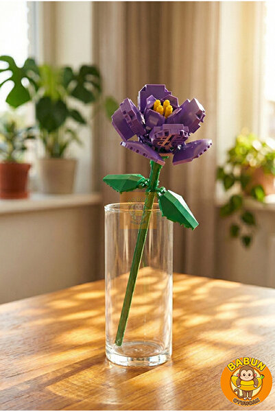 Bricks Mor Lale Çiçek Yapım Seti - Solmayan Yapay Çiçek - 113 Parça Dekoratif...