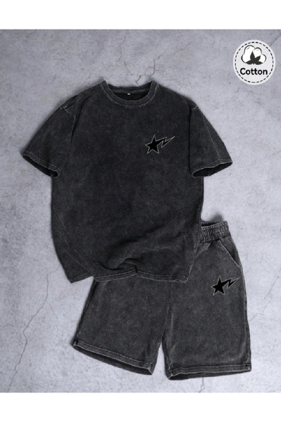 PENTHİLUS طقم ملابس مكون من قطعتين قابل للغسل - طقم تي شيرت وشورت كبير الحجم ...