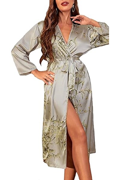 Generic NAKXUS Women's Long Satin Nightgown, Dressing Gown, Summer, Long Slee...