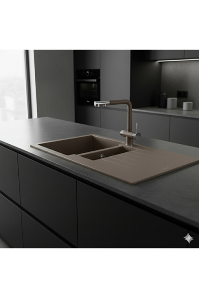 RealStone REAL STONE GRANİT EVYE VE ARITMALI SİPRALLİ BATARYA KAPUÇİNO SET