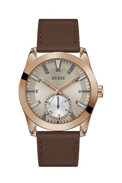 Guess Mens Brown Rose Gold Tone Multi-function Watch