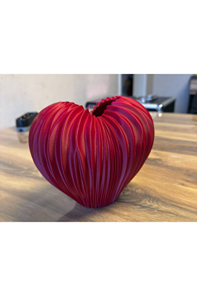 Mays3Dstudio Kalp Tasarım Dekoratif Vazo – Modern 3D Baskı Kalp Saksı – Sevgi...