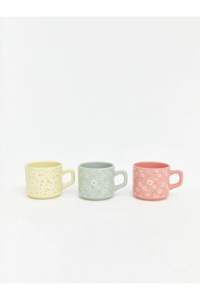 LC Waikiki Lcw Home Mixed Flower Printed Porcelain Mug Set of 3, 184 ml