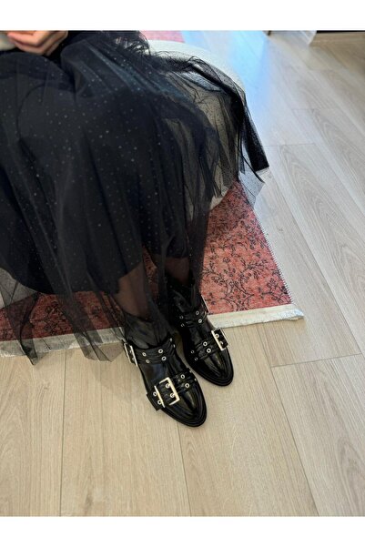 BABLACK İki Kemer Detaylı %100 Hakiki Deri Bot RuganSiyah