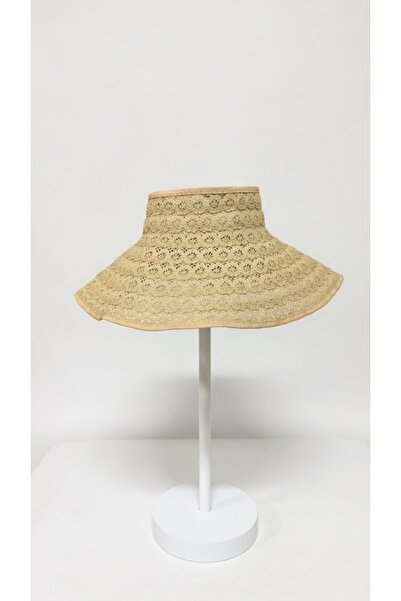 Mollycrush Women's Camel Lace Patterned Visor Hat |   Summer Model with Wide ...