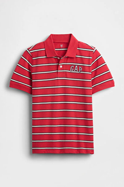 GAP Boy's Logo Detailed Pique Red Polo T-Shirt