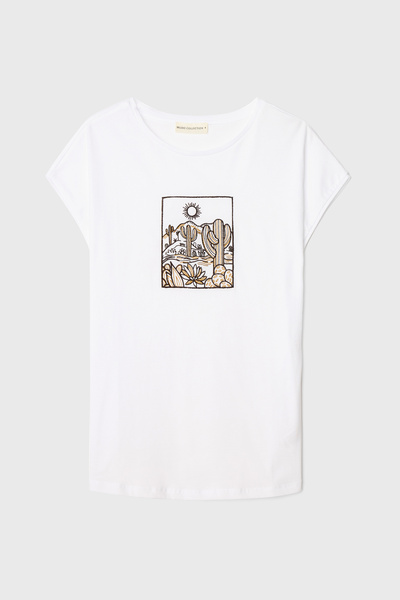 Mudo Marin Embroidered Crew Neck T-Shirt