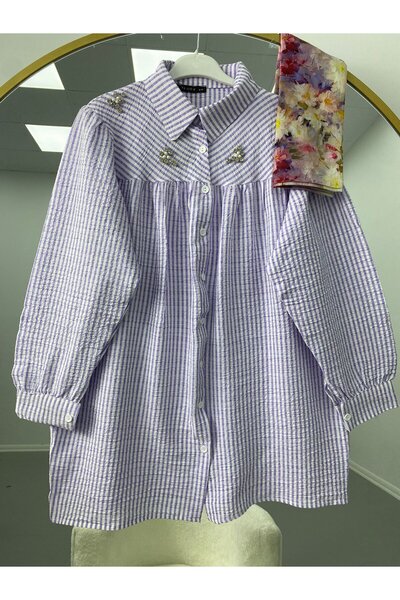 modasindoma Women's Stone Detailed Shirt Purple