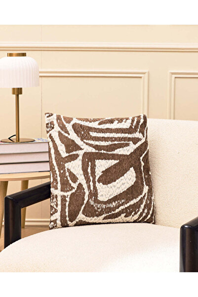 REDTAG Brown Abstract Jacquard Cushion