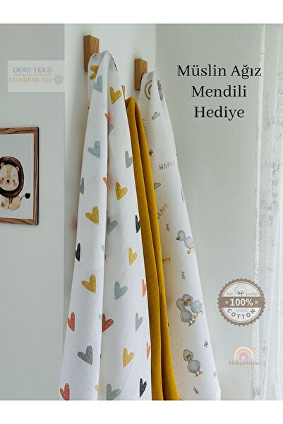 Fulya Tuhafiye Ftbabycollection 100% Cotton 3-Piece Muslin Baby Blanket Oeko-...
