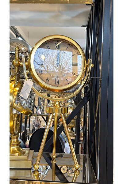 Riyes Tasarım Gold Tripod Ayaklı Dekoratif Masa Saati – Vintage Roma Rakamlı ...
