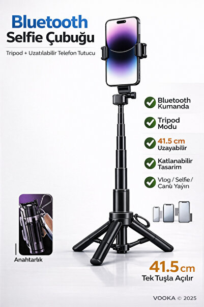 MO DOU Bluetooth Selfie Stick with Tripod Mini Foldable Selfie Stick Phone St...