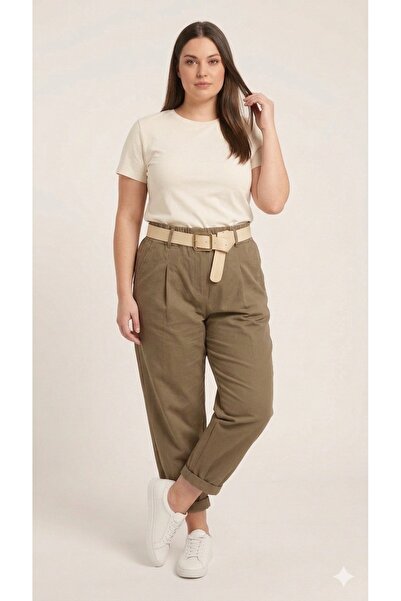 della moor Women's Camel Italian Shalwar Model K Belt I L Stretch Fabric Trou...