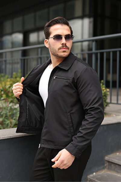 Mero Life Men's Black Relax Fit Premium Lined Transitional Coat & Jacket